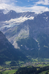 Fototapeta premium The Grindewald Valley and First viewpoint in Switzerland on a sunny day