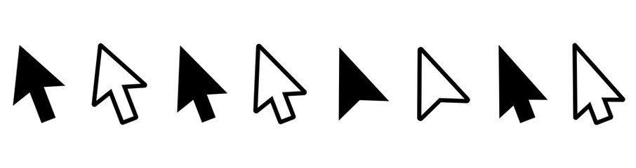 Mouse cursor arrow set. Click icons vector