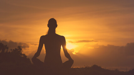 Peaceful meditation at sunrise calm state of mind