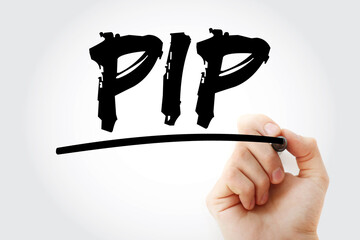 PIP - Percentage In Point acronym with marker, business concept background