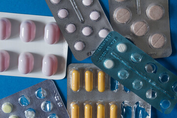 background of variagated pills and capsules . High quality photo