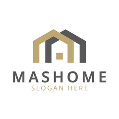 Modern House Letter M Logo for Real Estate
