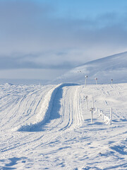 Snow mobile trails in the swedish mountains.