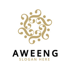 Ornament, letter gold logo vector template