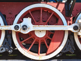 metal wheels of the steamer