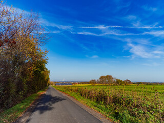 blue sky in a field near the city