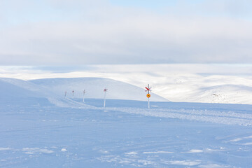 Snow mobile trails in the swedish mountains.