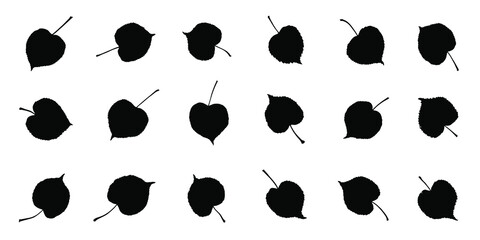 various linden leaf silhouettes on the white background