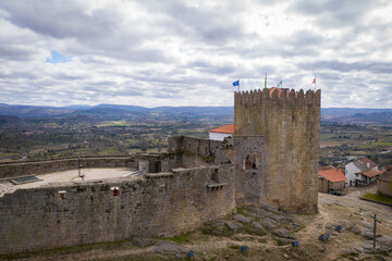 Fototapeta na wymiar Belmonte city castle drone aerial view in Portugal