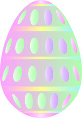 Basic, festive, family Easter egg design with rainbow, green, purple theme pattern on white background. 