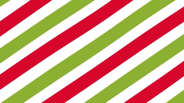 Traditionally Christmas animated background with green, red and white stripes.
