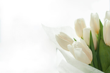White tulips bouquet close up