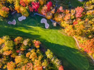 Beautiful late day sun light  on the Caberfae Peaks Golf course in autumn - central Michigan...