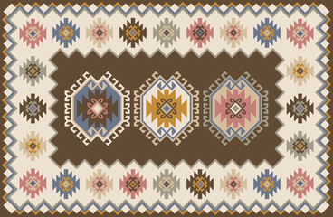 Carpet bathmat and Rug Boho Style ethnic design pattern with distressed texture and effect
- 416630844