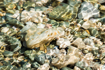 The pebbles of the stone beach in Feodosia, the Black Sea coast, Eastern Crimea.	