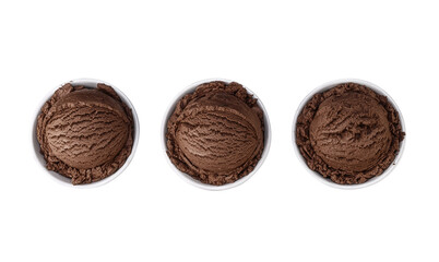 Chocolate ice cream isolated on white background