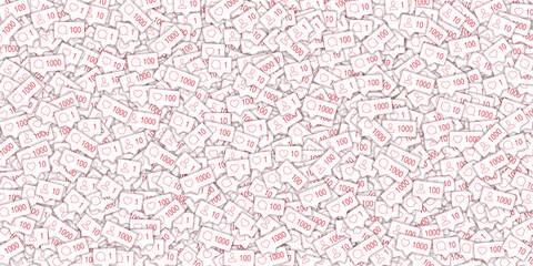 Social media icons. Social media marketing concept. Falling counter comment friend notification. Wid