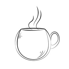 cup with double walls minimalistic hand drawing outline icon pictogram symbol isolated on white background. Vector