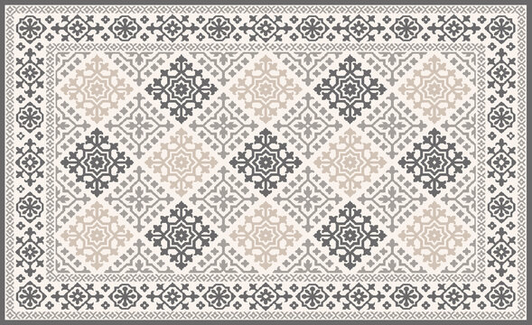 Carpet bathmat and Rug Boho Style ethnic design pattern with distressed texture and effect
