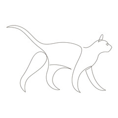 One line cat design silhouette. Hand drawn minimalism style vector illustration.