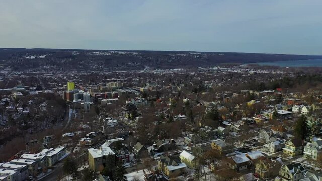 Aerial View of Ithaca and Cornell University Landscape