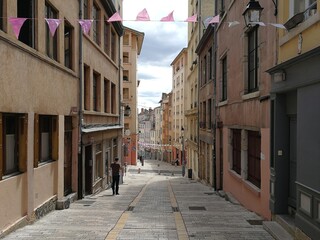 Overview of Lyon from the neighborhood of La Croix Rousse, France - August 2018