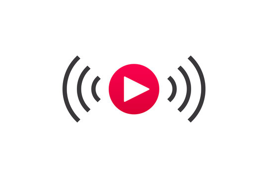 Live streaming icon. Button for broadcasting, livestream or online stream. Template for tv, online channel, live breaking news, social media