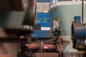 Fototapeta premium Abandoned train graveyard in Łódź, Poland