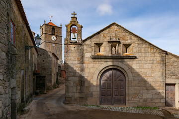 Monsanto historic village stone church and houses, in Portugal