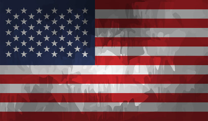 Naklejka premium American flag. Grunge old flag USA isolated white background.