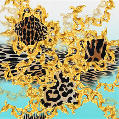 leopard and golden chains pattern