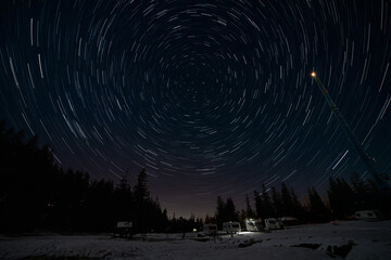 Vortex with stacked stars on night sky
