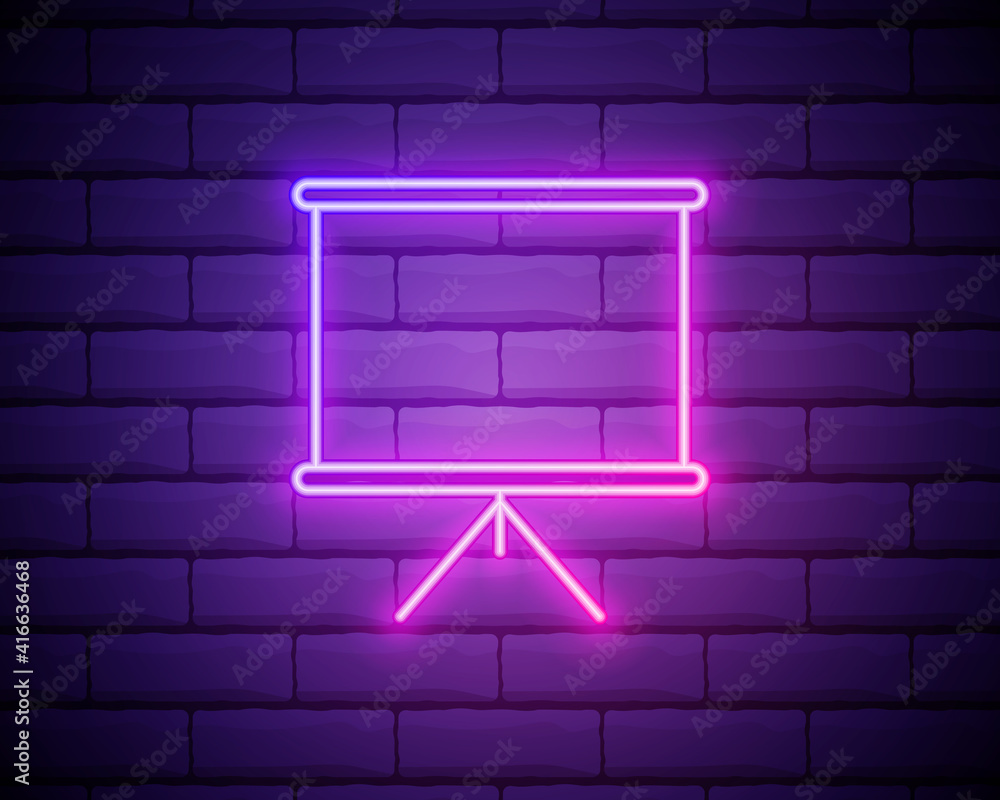 Poster whiteboard with presentation neon icon. simple thin line, outline vector of web icons for ui and ux,