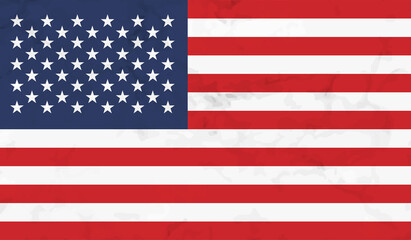American flag. Grunge old flag USA isolated white background.