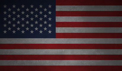 American flag. Grunge old flag USA isolated white background.