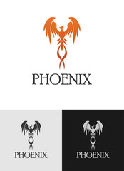 Phoenix logo template with black and white version