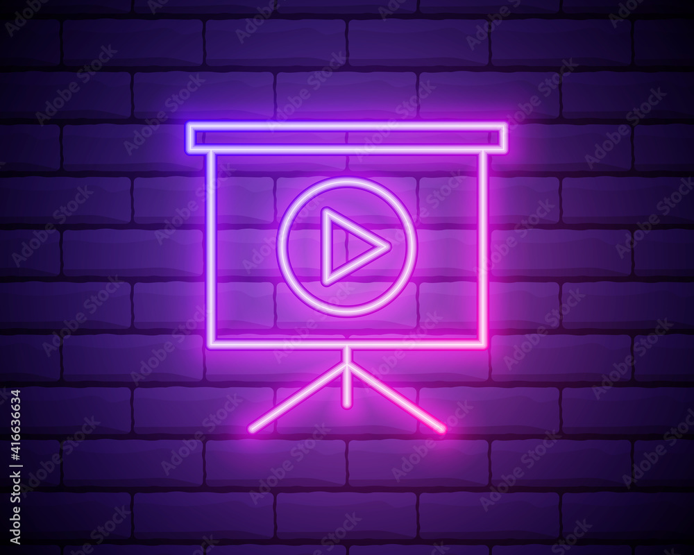 Poster whiteboard with presentation neon icon. simple thin line, outline vector of web icons for ui and ux,