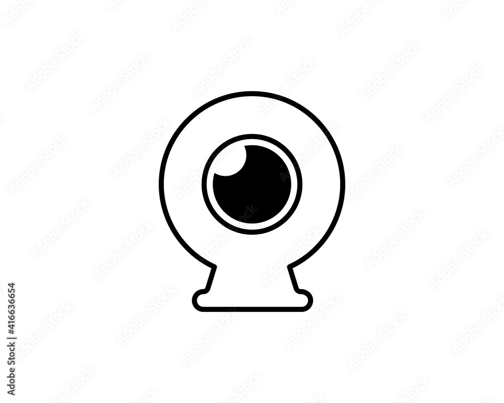 Poster webcamera vector icon in black line style icon, style isolated on white background