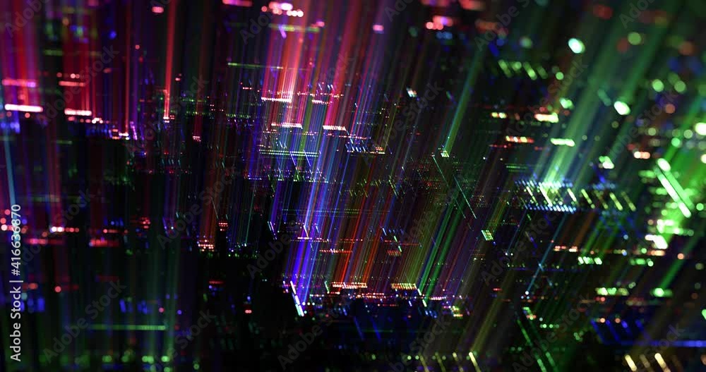 Poster abstract digital pulsating lights and led tech background ,animation cyber or technology motion grap