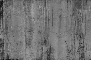Old broken sanded aged painted facade of rusty smudged dark daub. Rough wrinkled edge plaster from uneven wall. Cracked chipped messy falling stucco. Dirty vintage flaking textured layer for 3D design