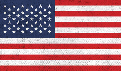 American flag. Grunge old flag USA isolated white background.