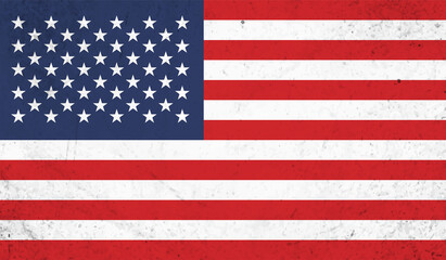 American flag. Grunge old flag USA isolated white background.