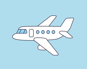 White jet airplane line icon