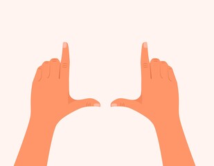 Female hands framing comosition. Isolated on white. Photo Frame Hands. Frame of fingers. Photo sign made by human hands. hands making frame gesture vector illustration