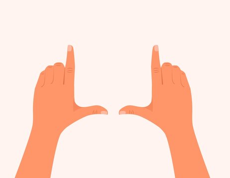 Female hands framing comosition. Isolated on white. Photo Frame Hands. Frame of fingers. Photo sign made by human hands. hands making frame gesture vector illustration