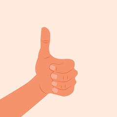 Hand Showing okay or alright. Gesture of Thumb up vector illustration. Realistic thumb up. Hand showing like, good, approval, acceptance, okay, ok, positive, hand sign OK hand sign isolated