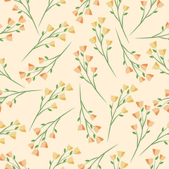 Set of simple spring patterns with 
yellow and orange flowers. For textiles, wrapping paper, etc.
