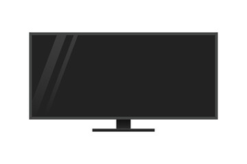 Gaming Monitor, Computer PC Monitor Screen, Widescreen Monitor, Wide Computer Screen in Multiple Angles Vector Object Icon Illustration Background