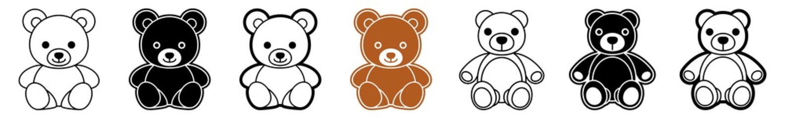Teddy Bear Icon Brown Teddy Bear Toy Set | Teddy Bears Icon Love Vector Illustration Logo | Stuffed Teddy-Bear Happy Teddy Bear Icon Isolated Collection