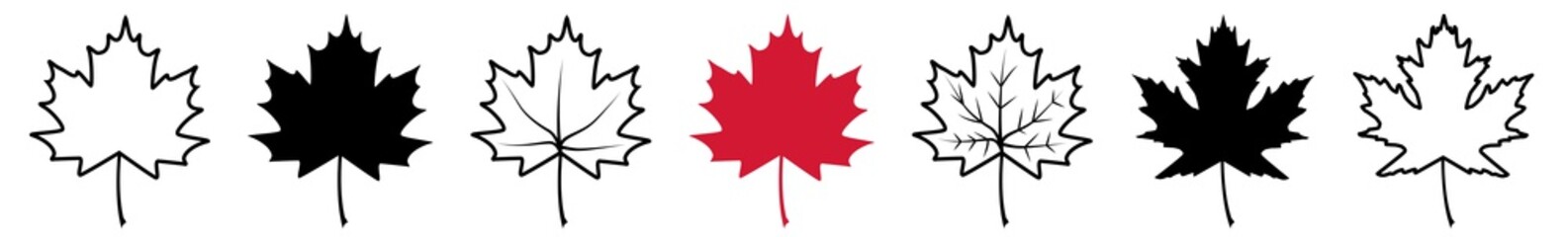Maple Leaf Icon Canada Maple Leaf Set | Maple Leaves Icon Canadian Vector Illustration Logo | Maple-Leaf Icon Isolated Maple Leaf Collection - obrazy, fototapety, plakaty